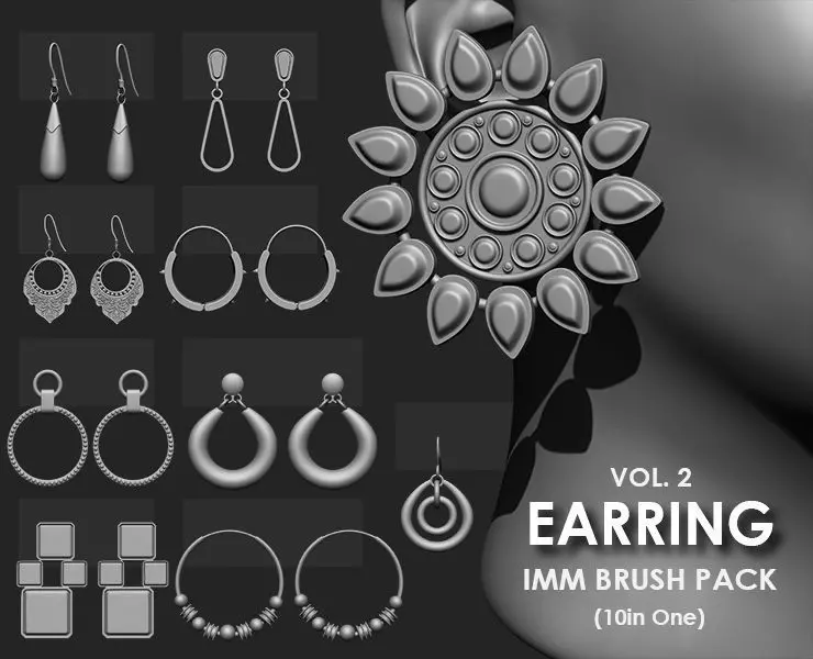 Earring IMM Brush Pack 10 in One Vol2 3D model_0