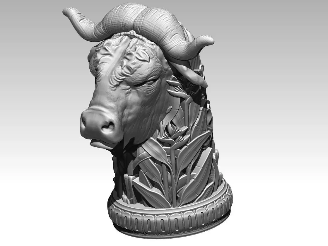 African bull chess 3D print model_0