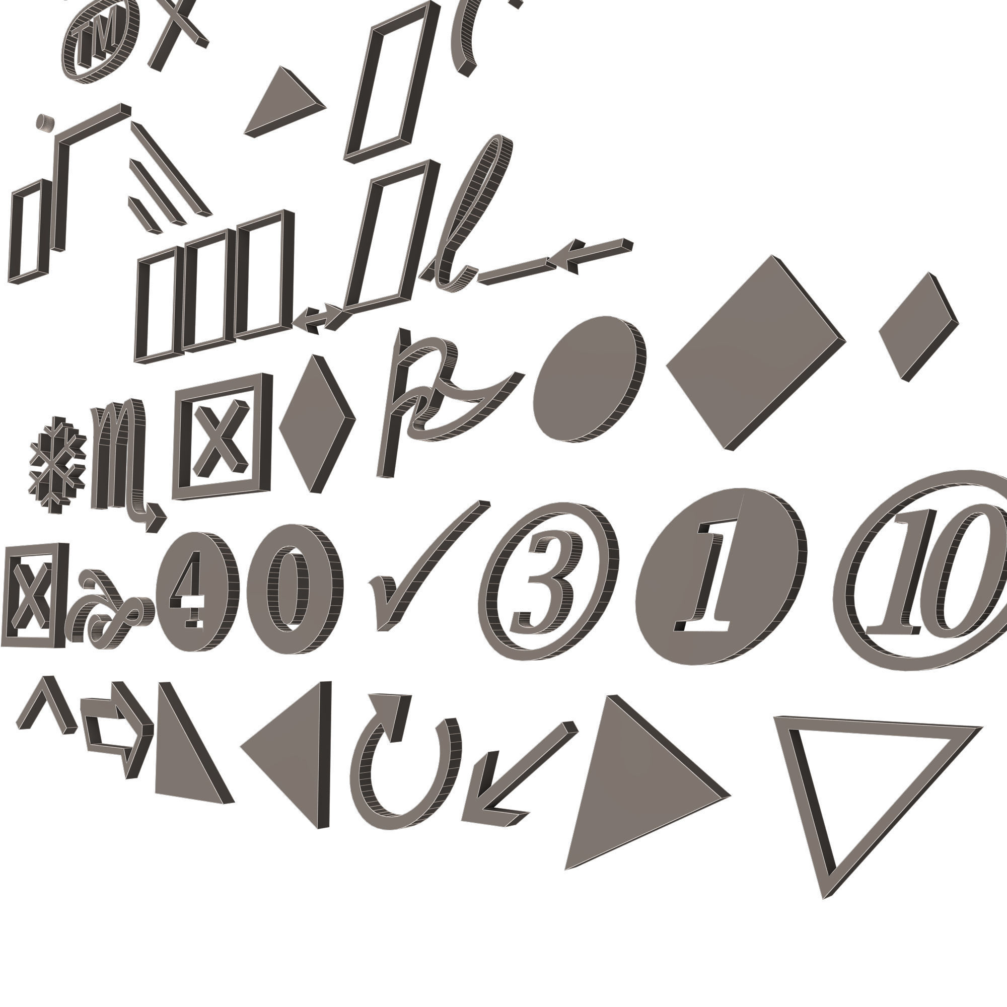 Symbols Pack 01 Low-poly 3D model_8