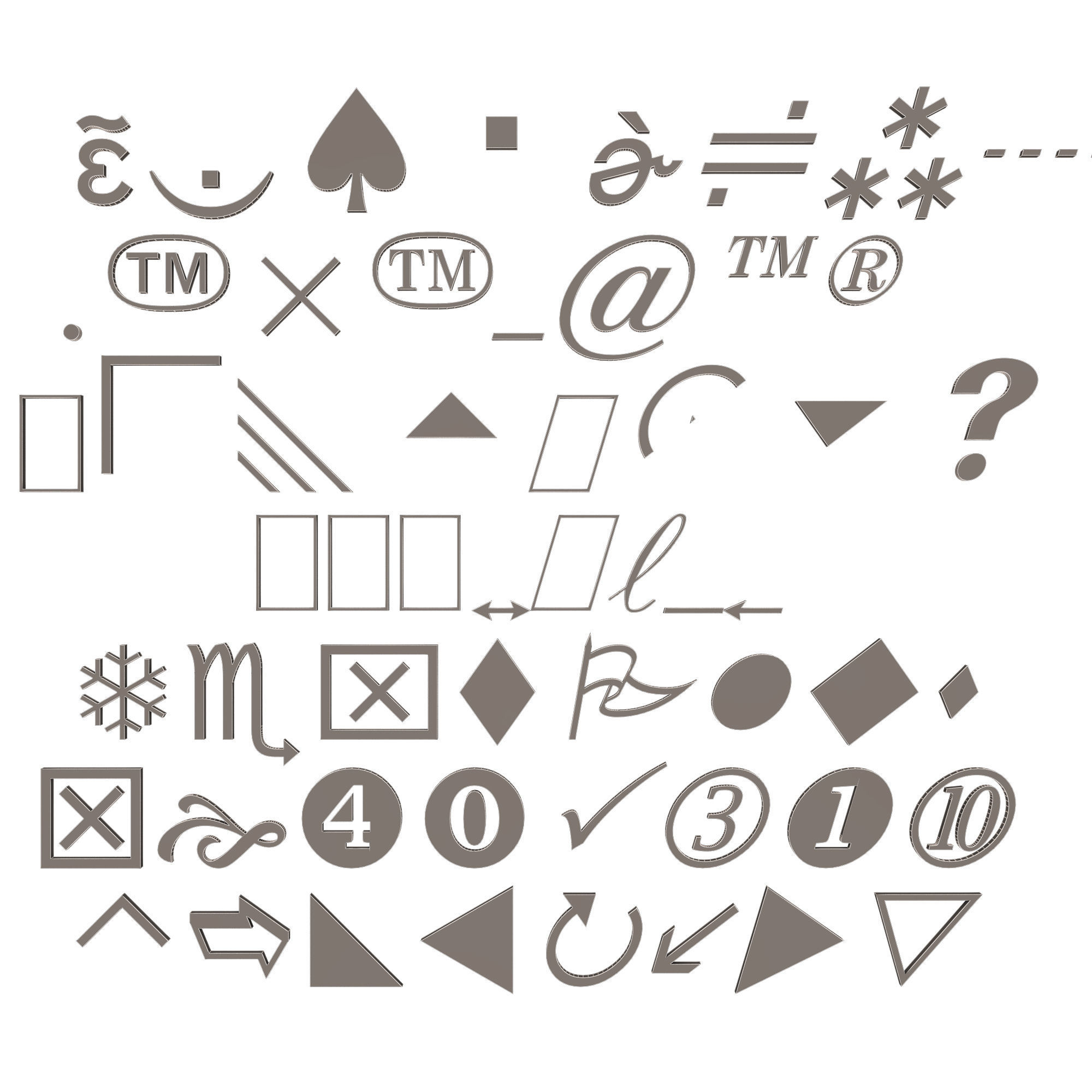 Symbols Pack 01 Low-poly 3D model_6