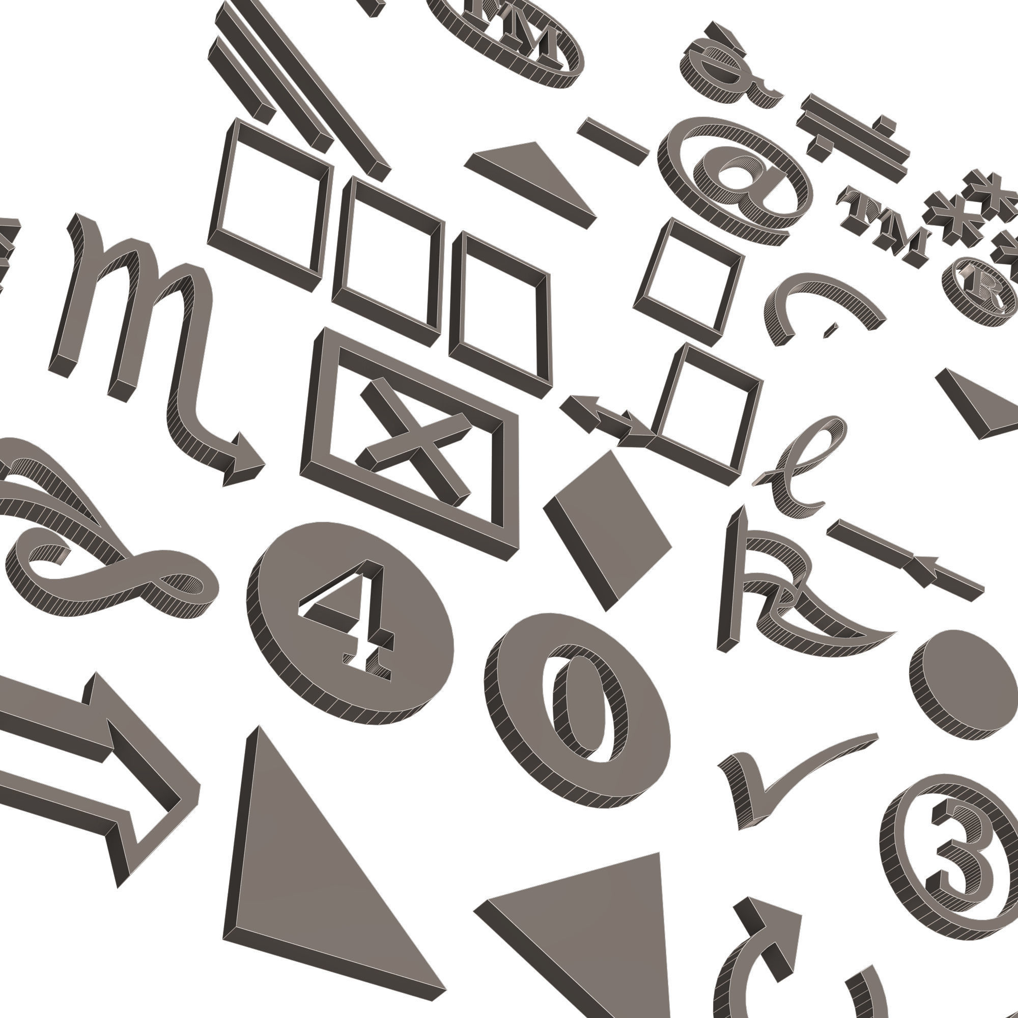 Symbols Pack 01 Low-poly 3D model_9