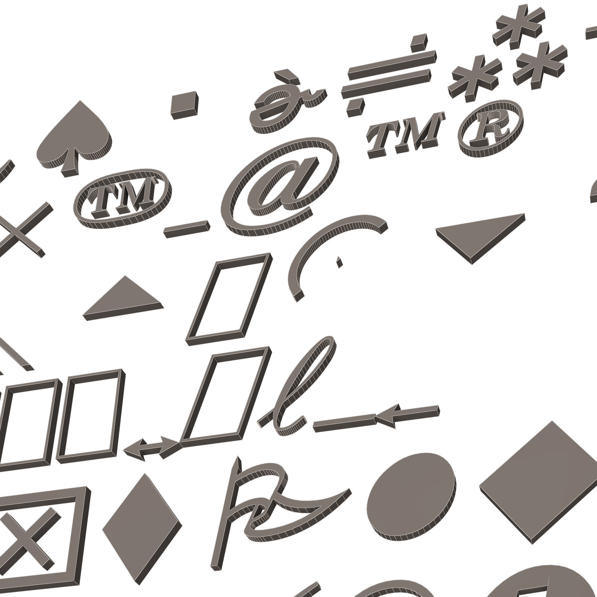 Symbols Pack 01 Low-poly 3D model_10