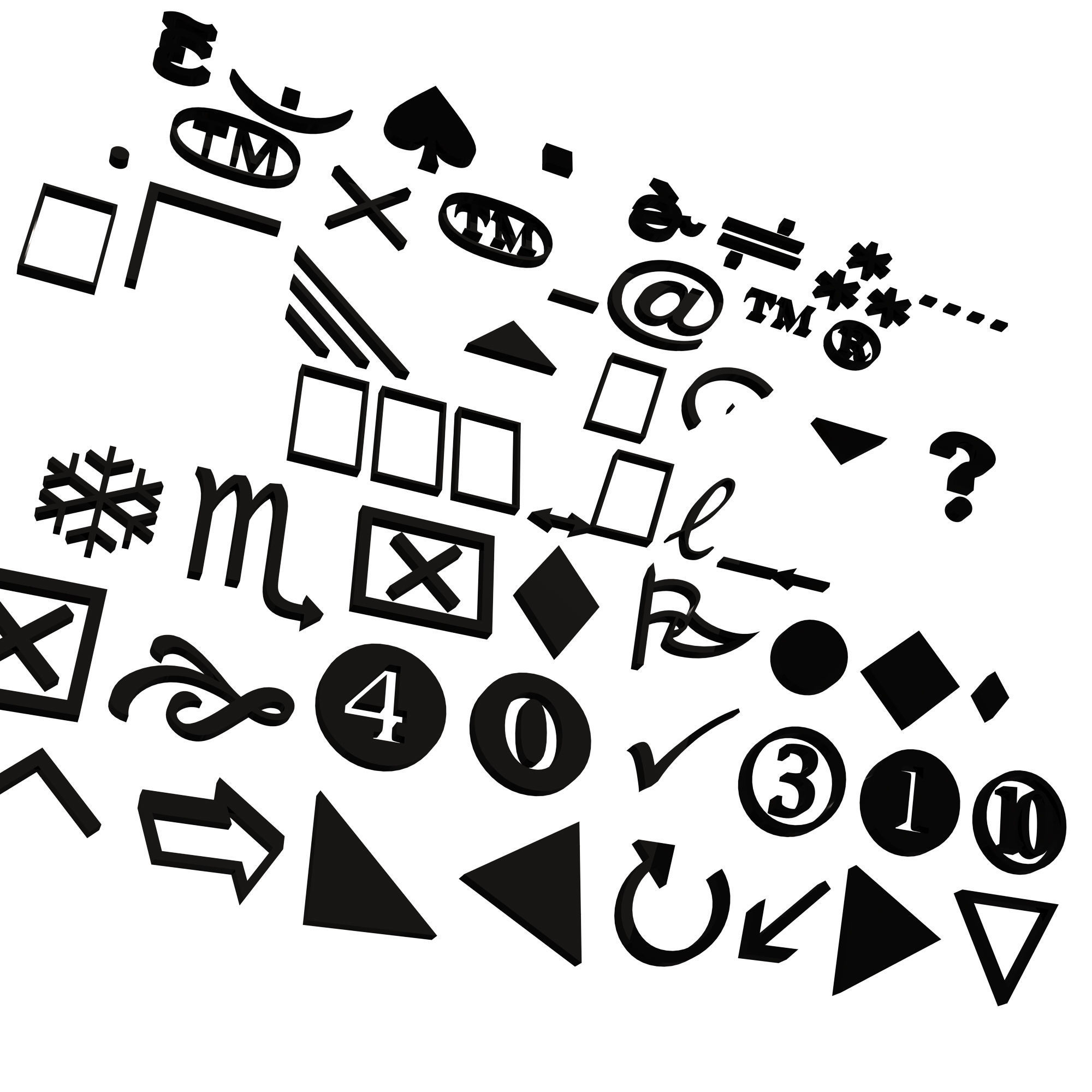 Symbols Pack 01 Low-poly 3D model_1