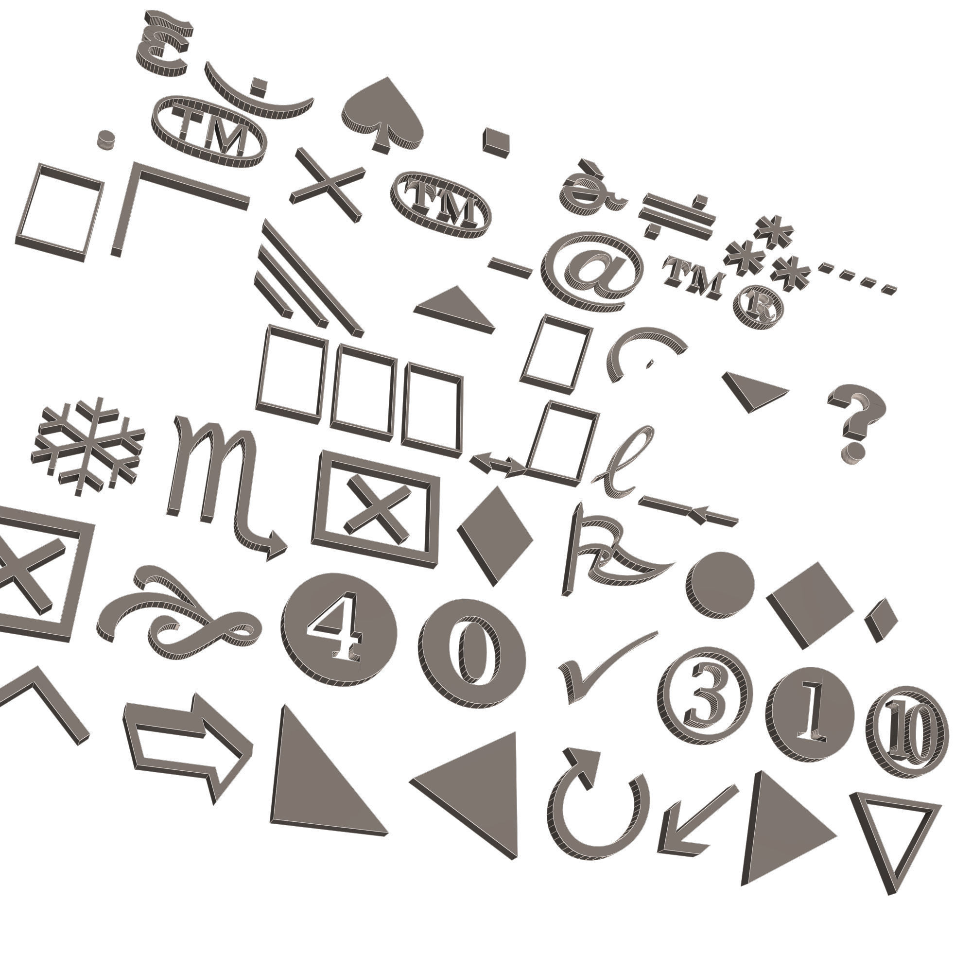 Symbols Pack 01 Low-poly 3D model_7