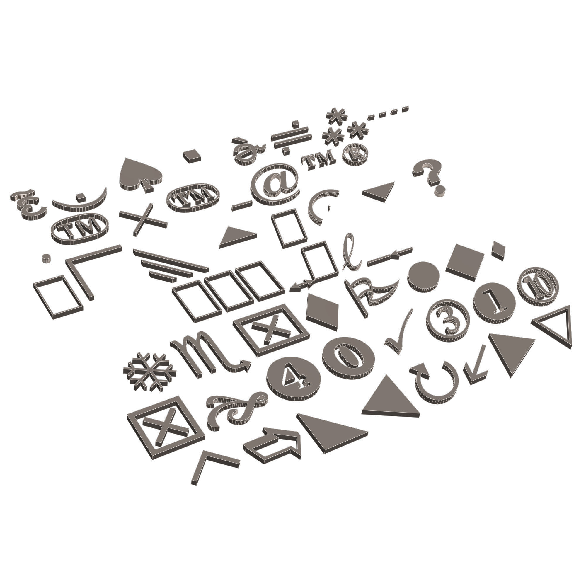 Symbols Pack 01 Low-poly 3D model_11