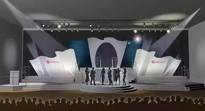 Abstract stage  backdrop design V1 3D model