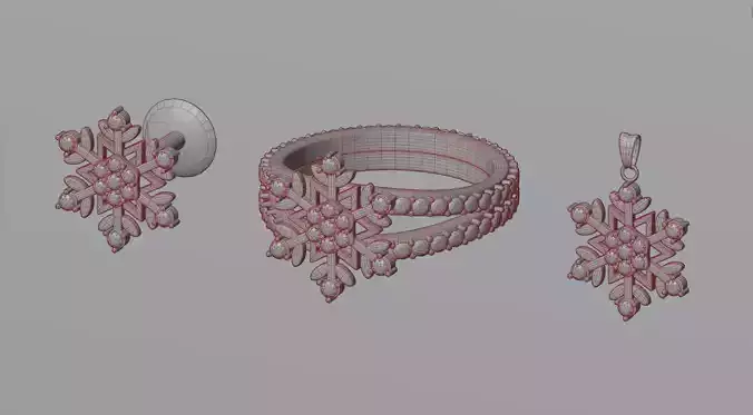 Winter jewelry set ring earrings pendant