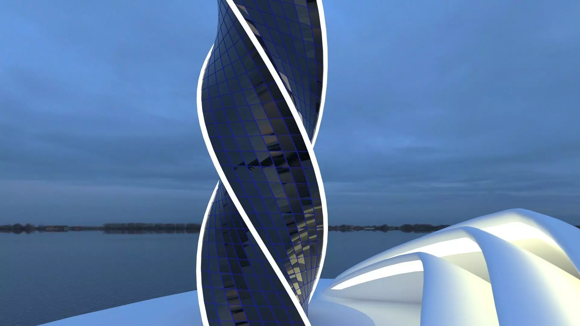 futuristic building Low-poly 3D model