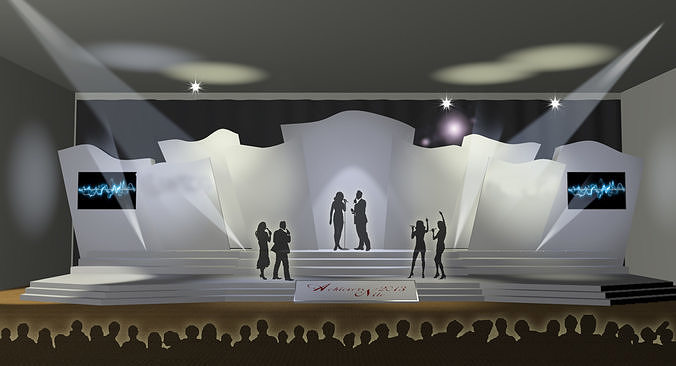 Abstract stage backdrop design V2 3D model