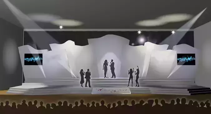 Abstract stage backdrop design V2 3D model