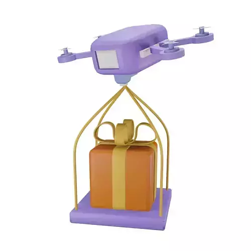 drone with gift box Low-poly 3D model