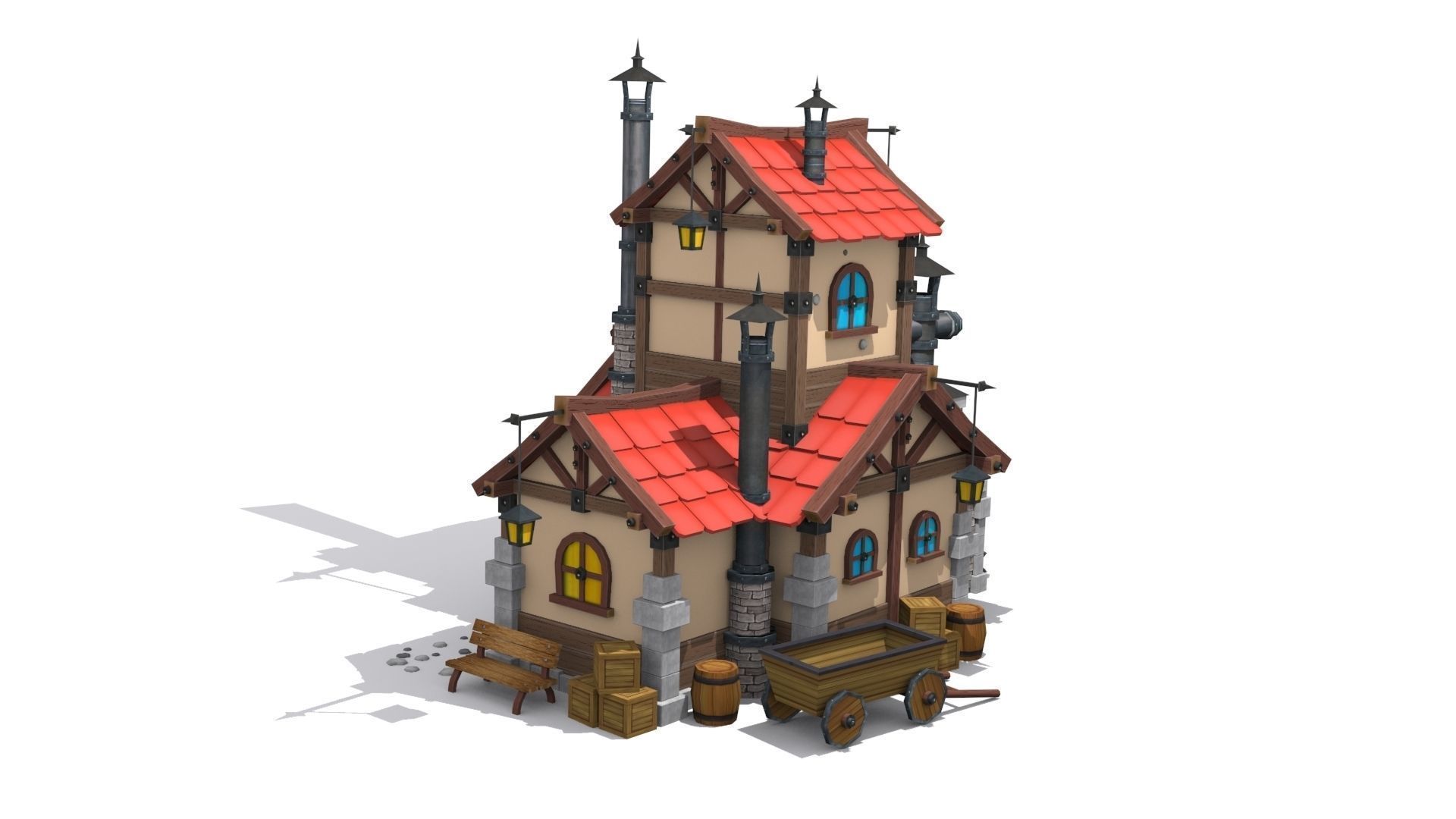 cartoon forge Low-poly 3D model_3