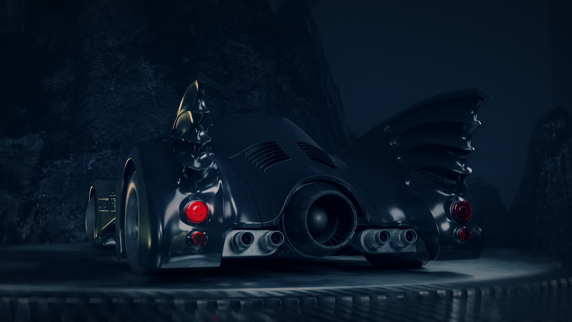 1989 Batmobile Low-poly 3D model_6