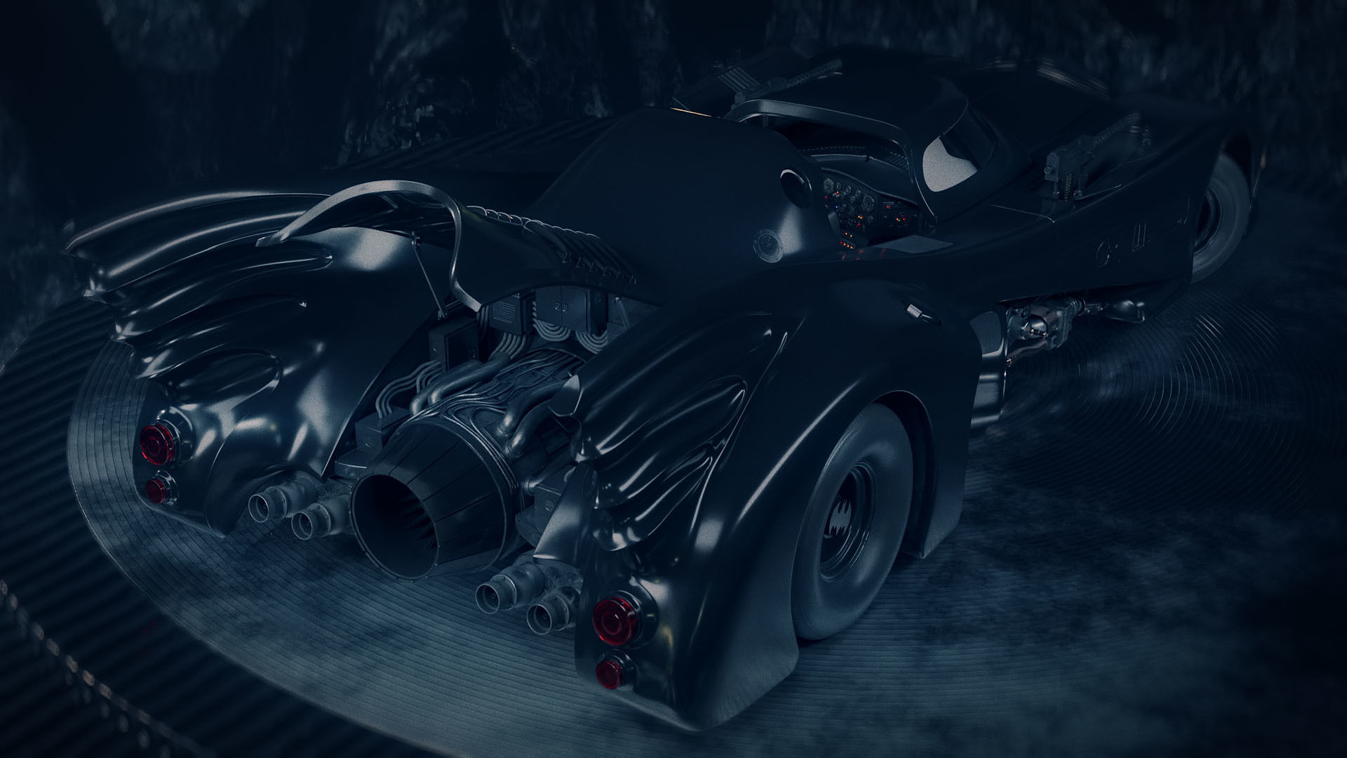 1989 Batmobile Low-poly 3D model_14