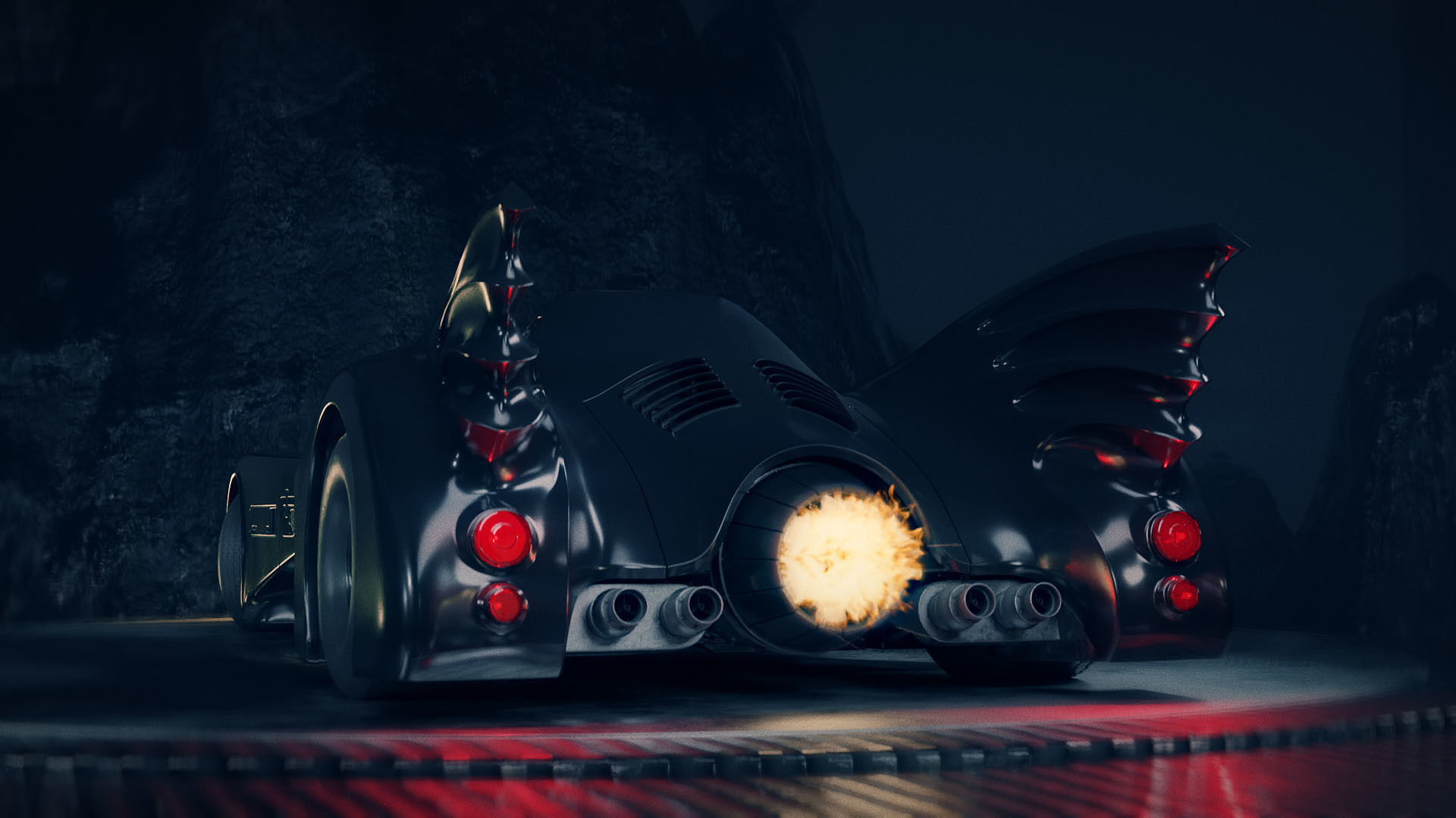 1989 Batmobile Low-poly 3D model_22