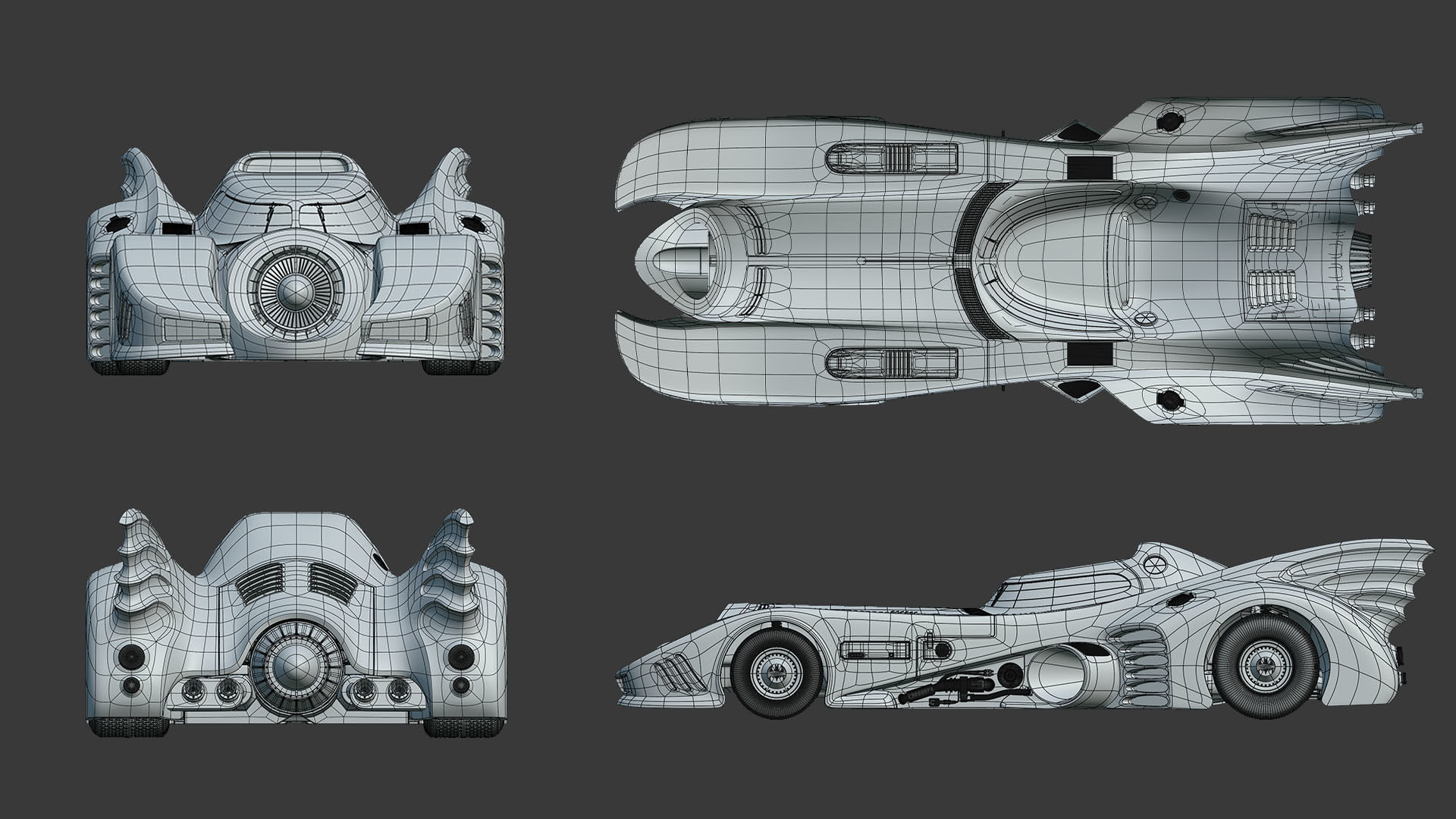 1989 Batmobile Low-poly 3D model_28