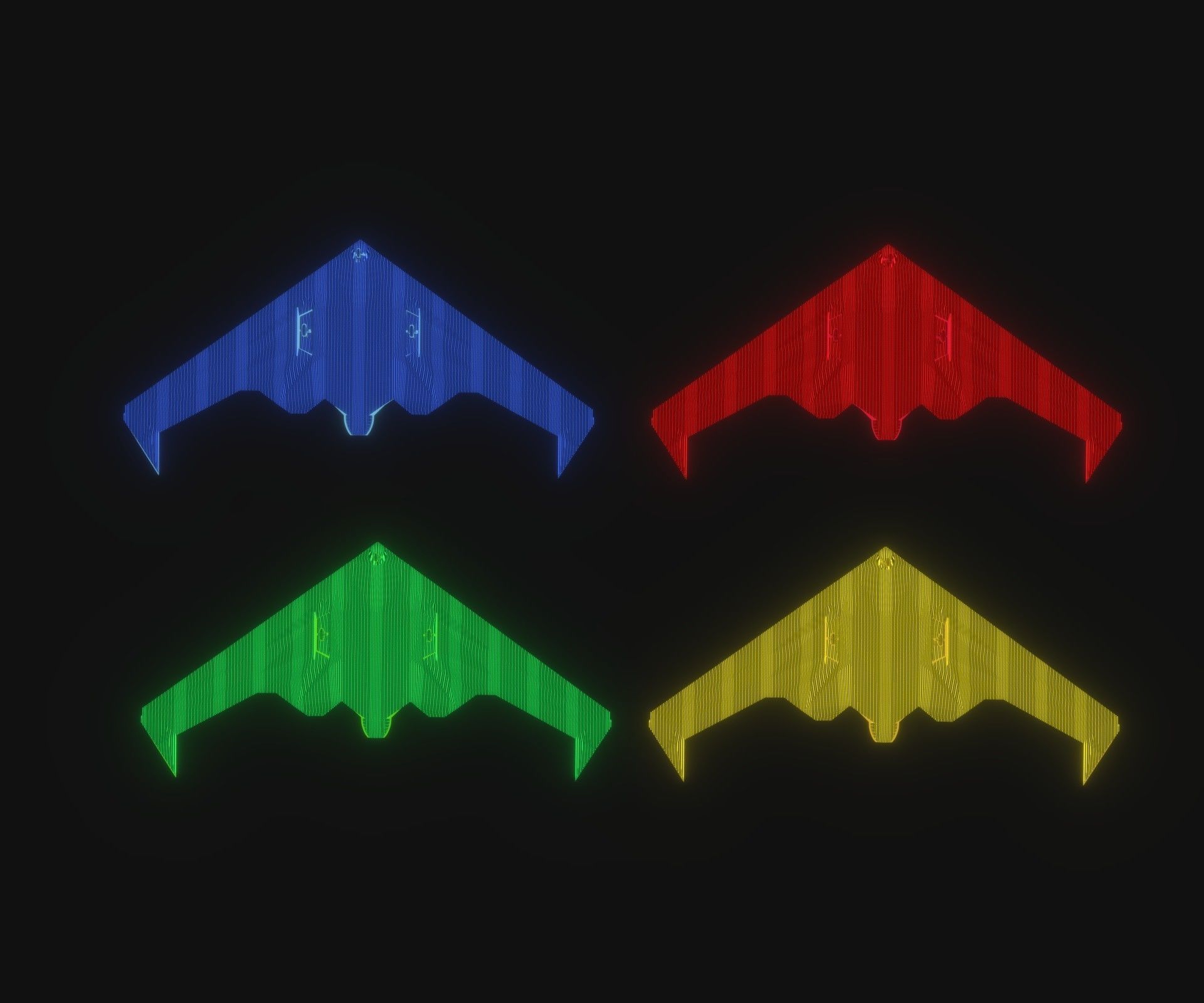 UCAV Stealth Drone Hologram 3D Model Low-poly 3D model_11