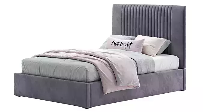 Upholstered Platform Bed With French HeadBoard
