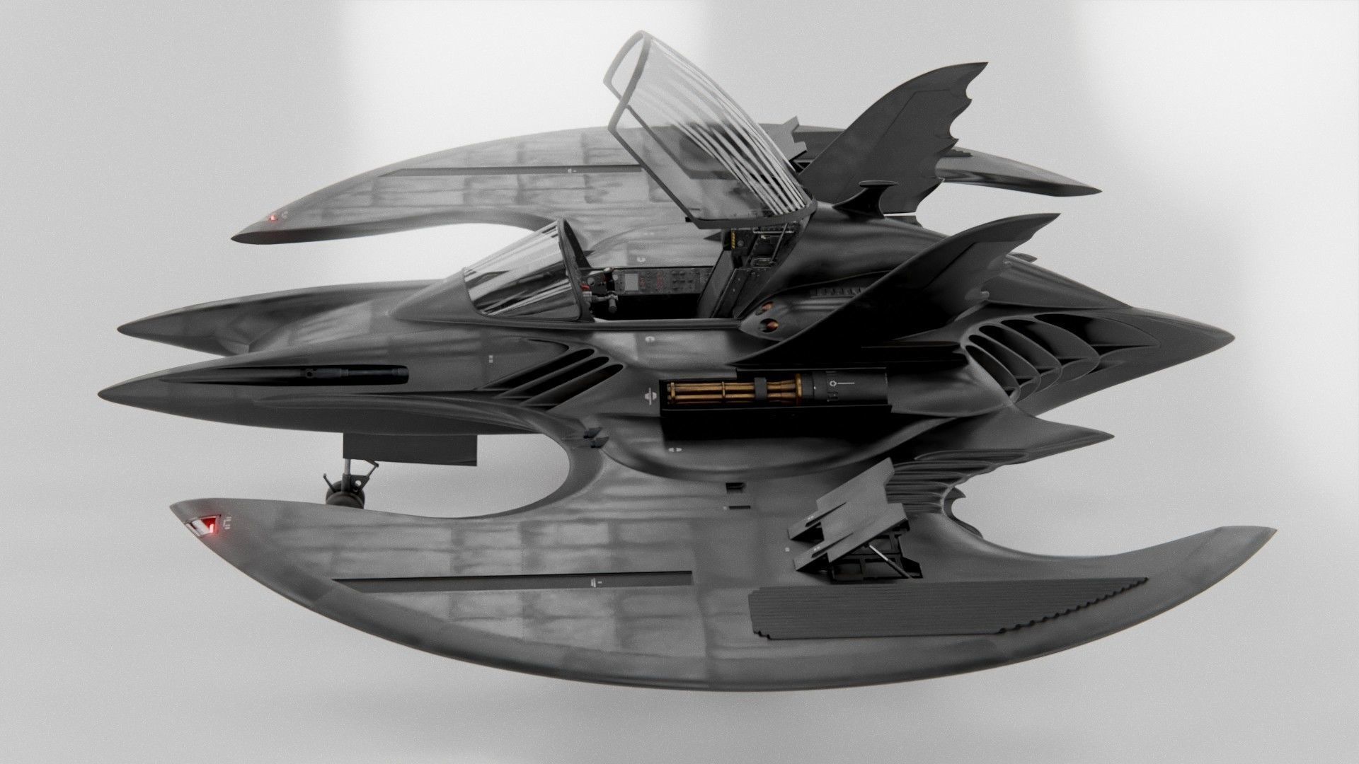 1989 Batwing Low-poly 3D model_4