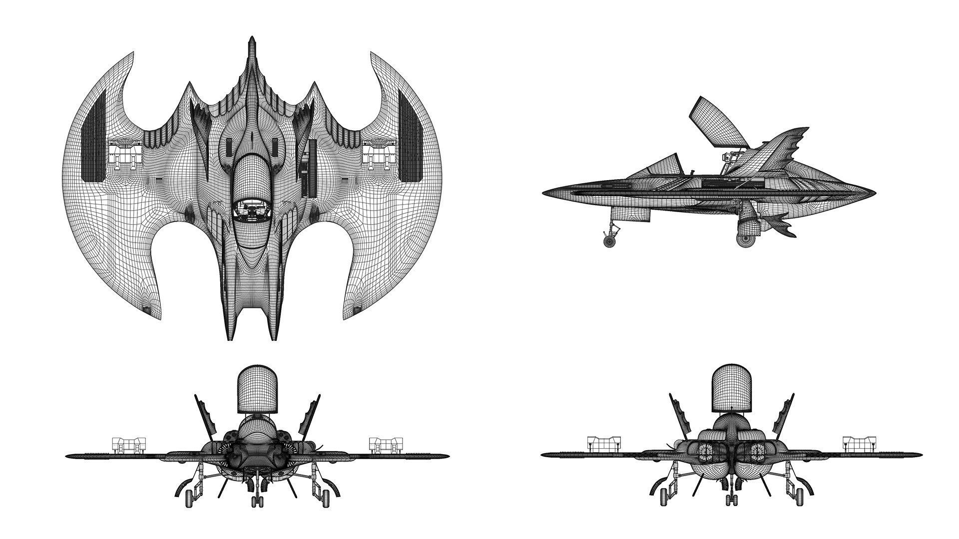 1989 Batwing Low-poly 3D model_31