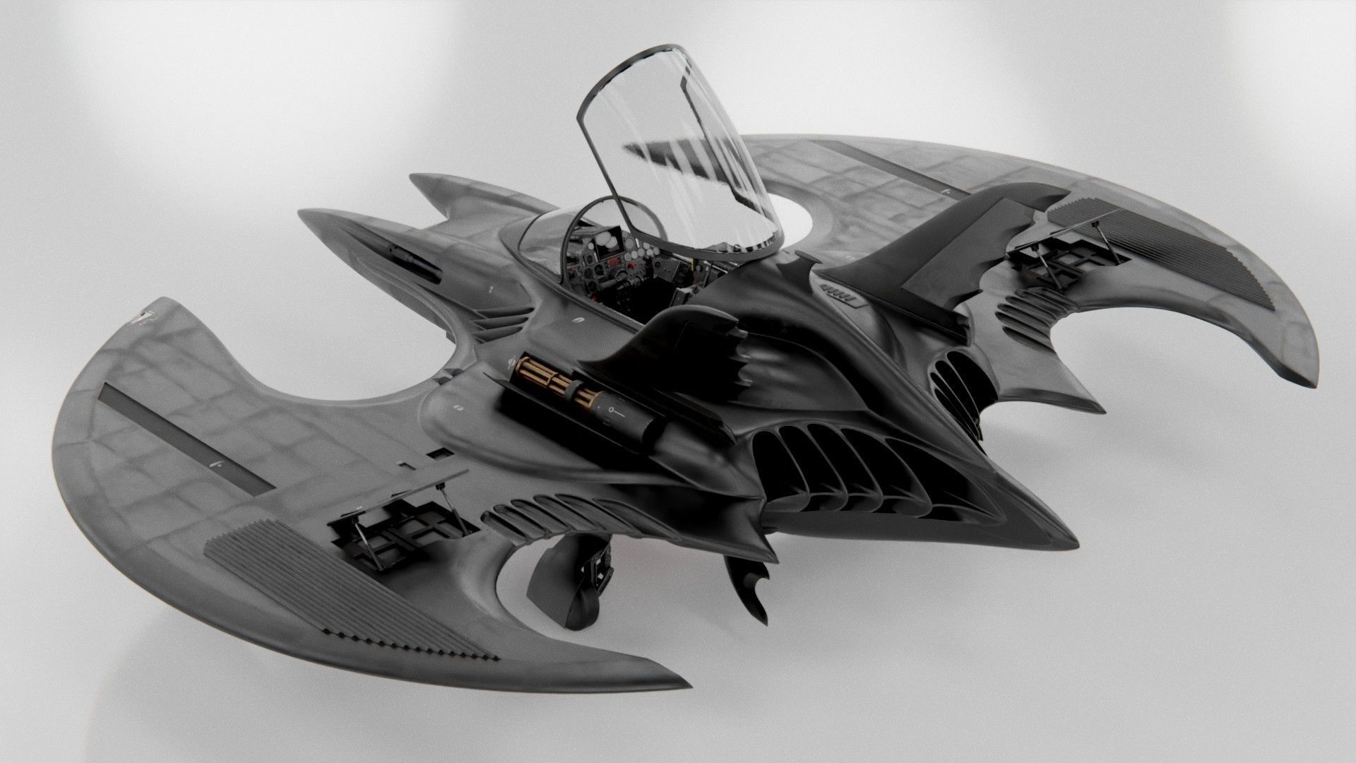 1989 Batwing Low-poly 3D model_5