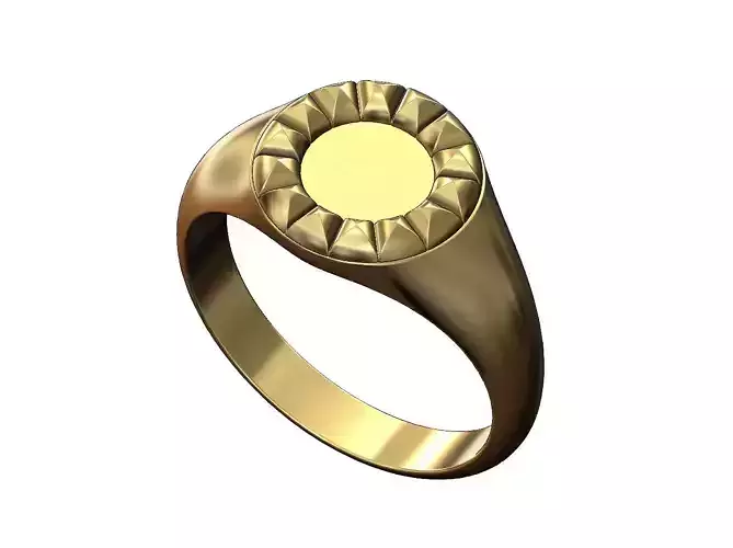 Round stud halo signet ring US sizes 5to9