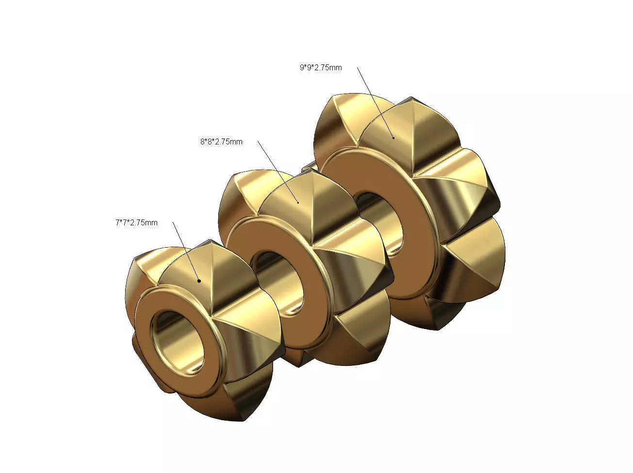 Stud pattern bracelet charm beads 3D print model_0