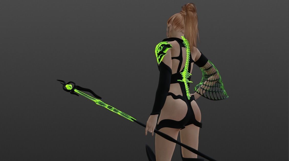 Necromancer Sorceress and Item Set Low-poly 3D model_8