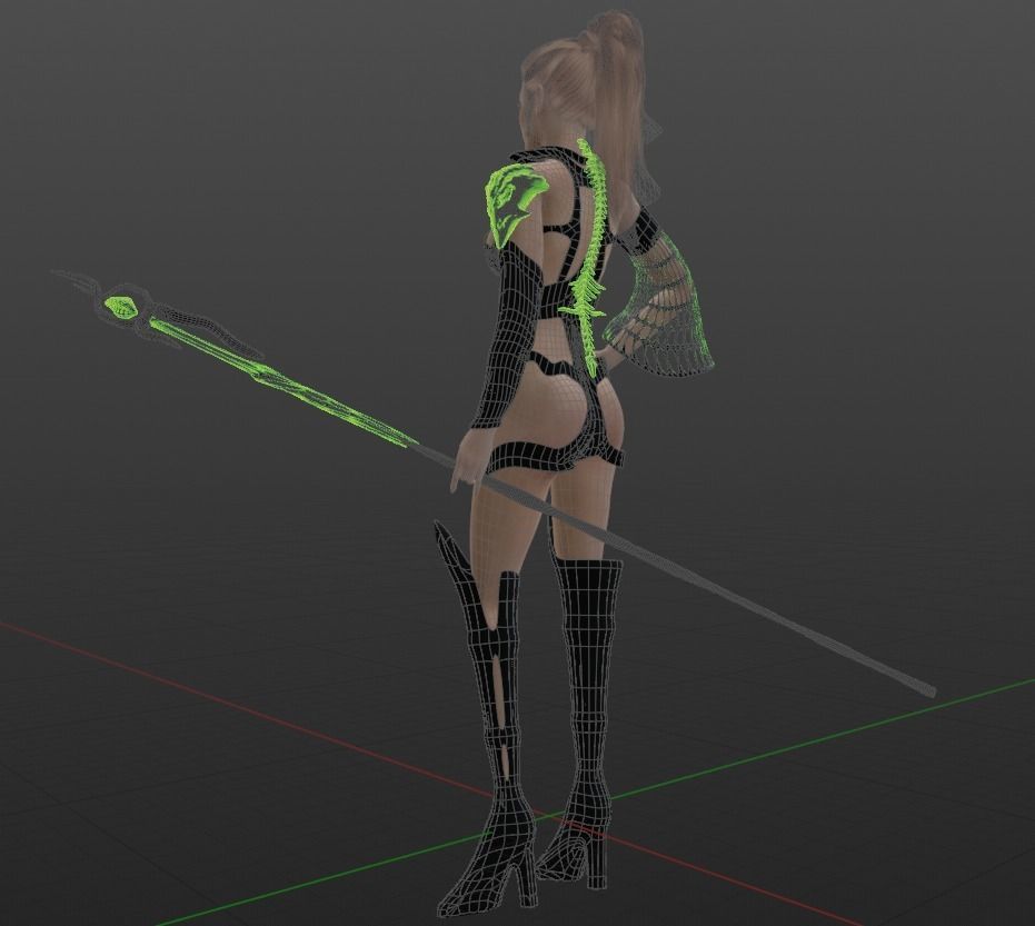 Necromancer Sorceress and Item Set Low-poly 3D model_6