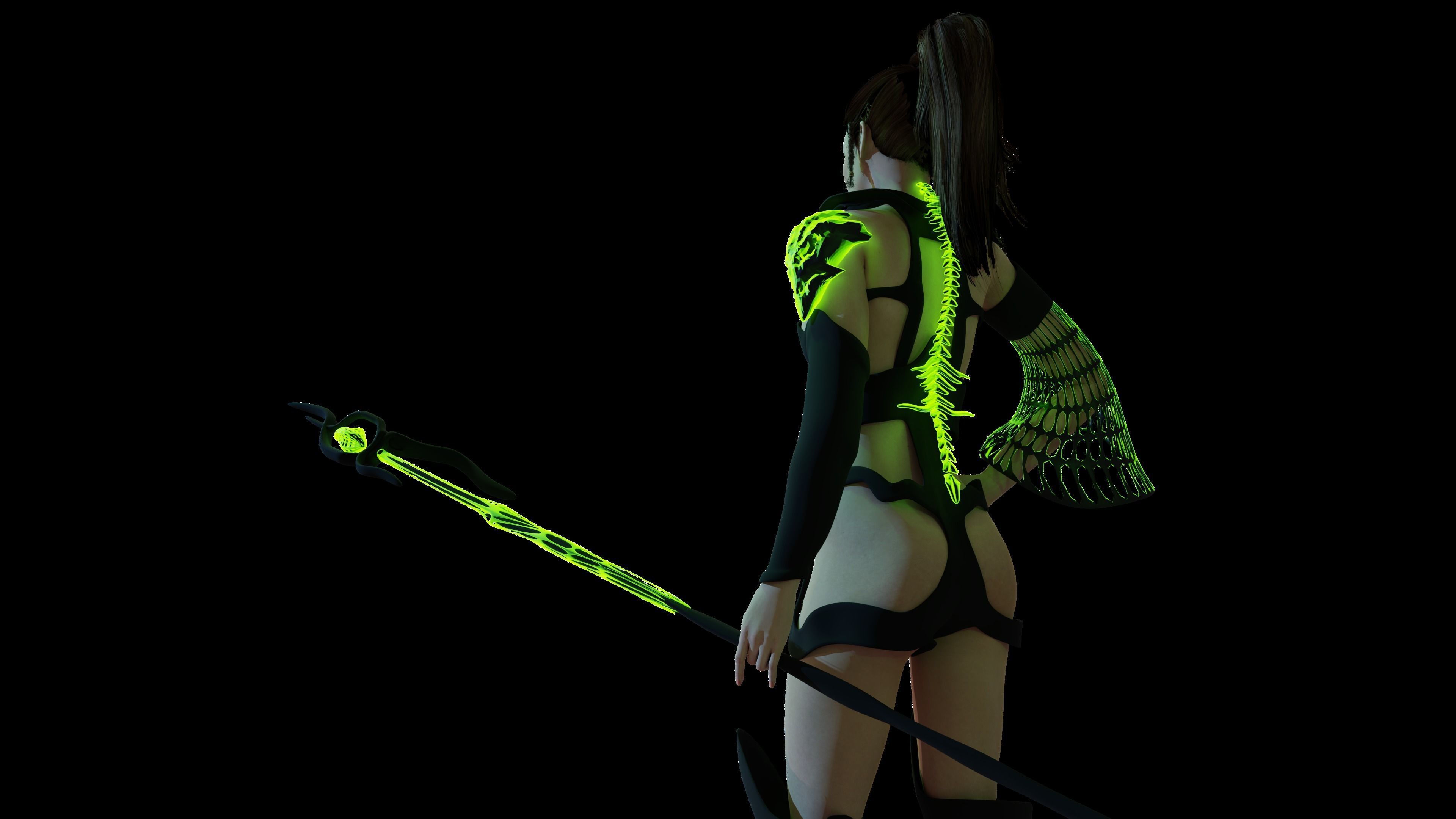 Necromancer Sorceress and Item Set Low-poly 3D model_1