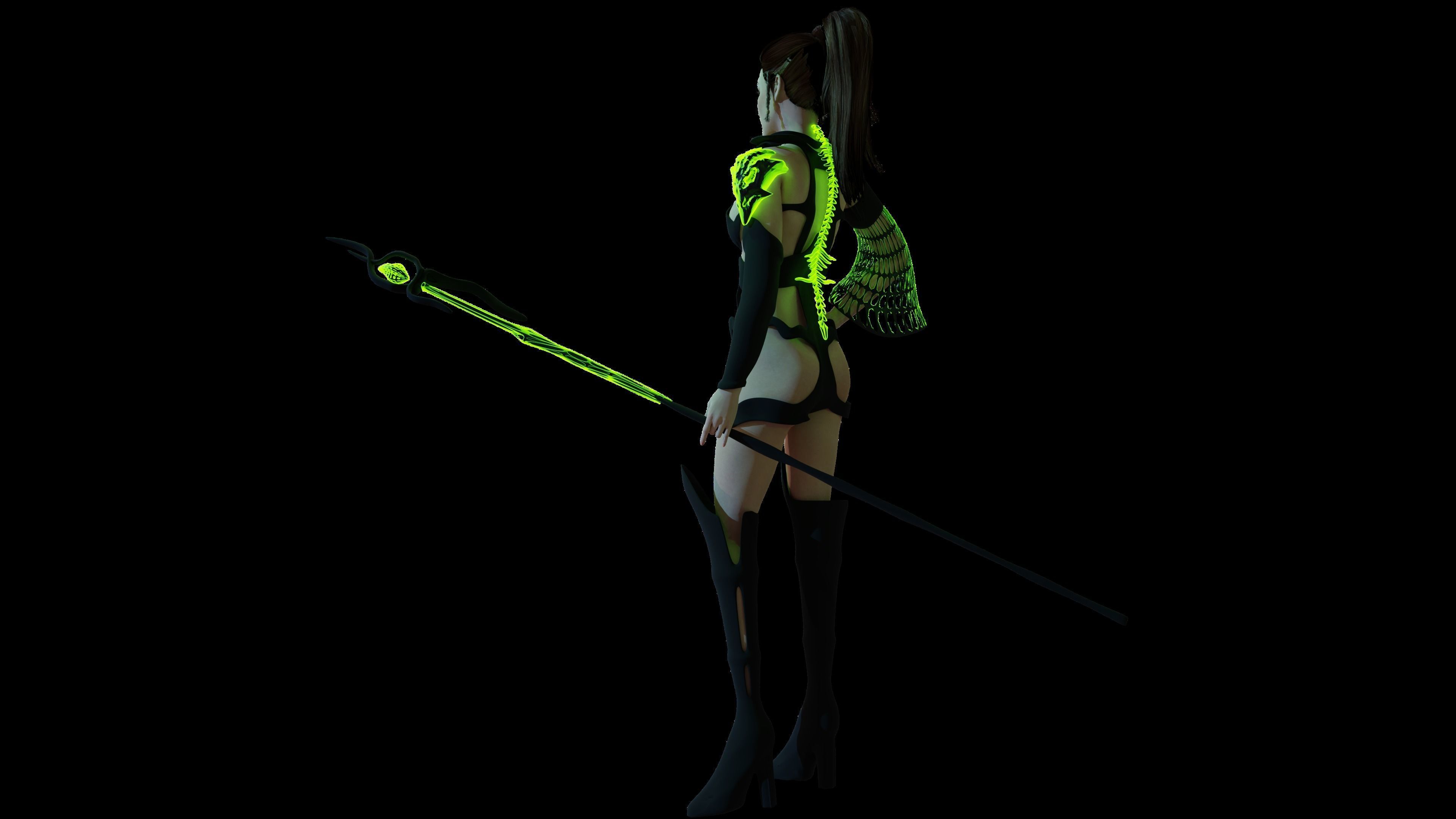 Necromancer Sorceress and Item Set Low-poly 3D model_2