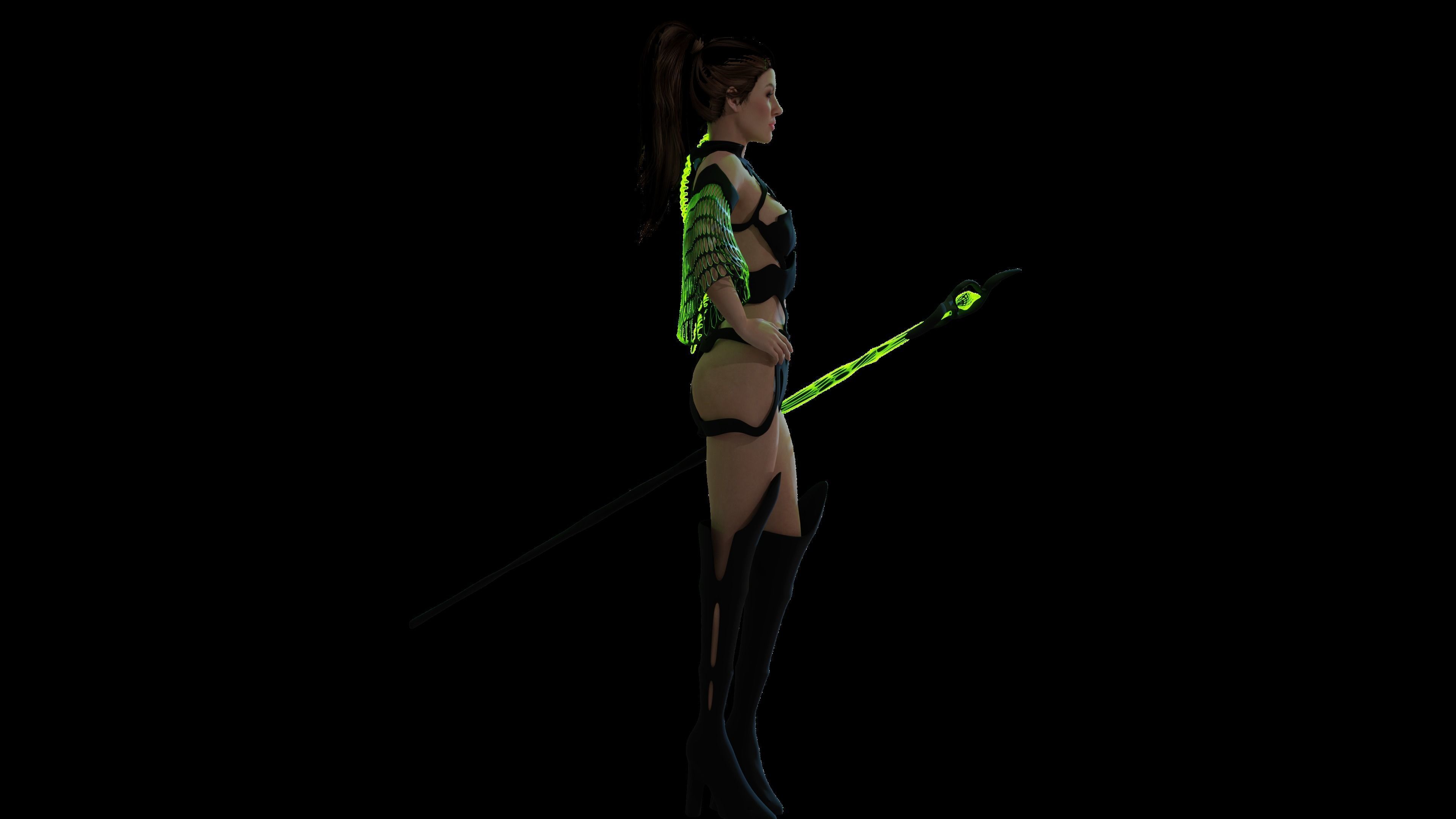 Necromancer Sorceress and Item Set Low-poly 3D model_11