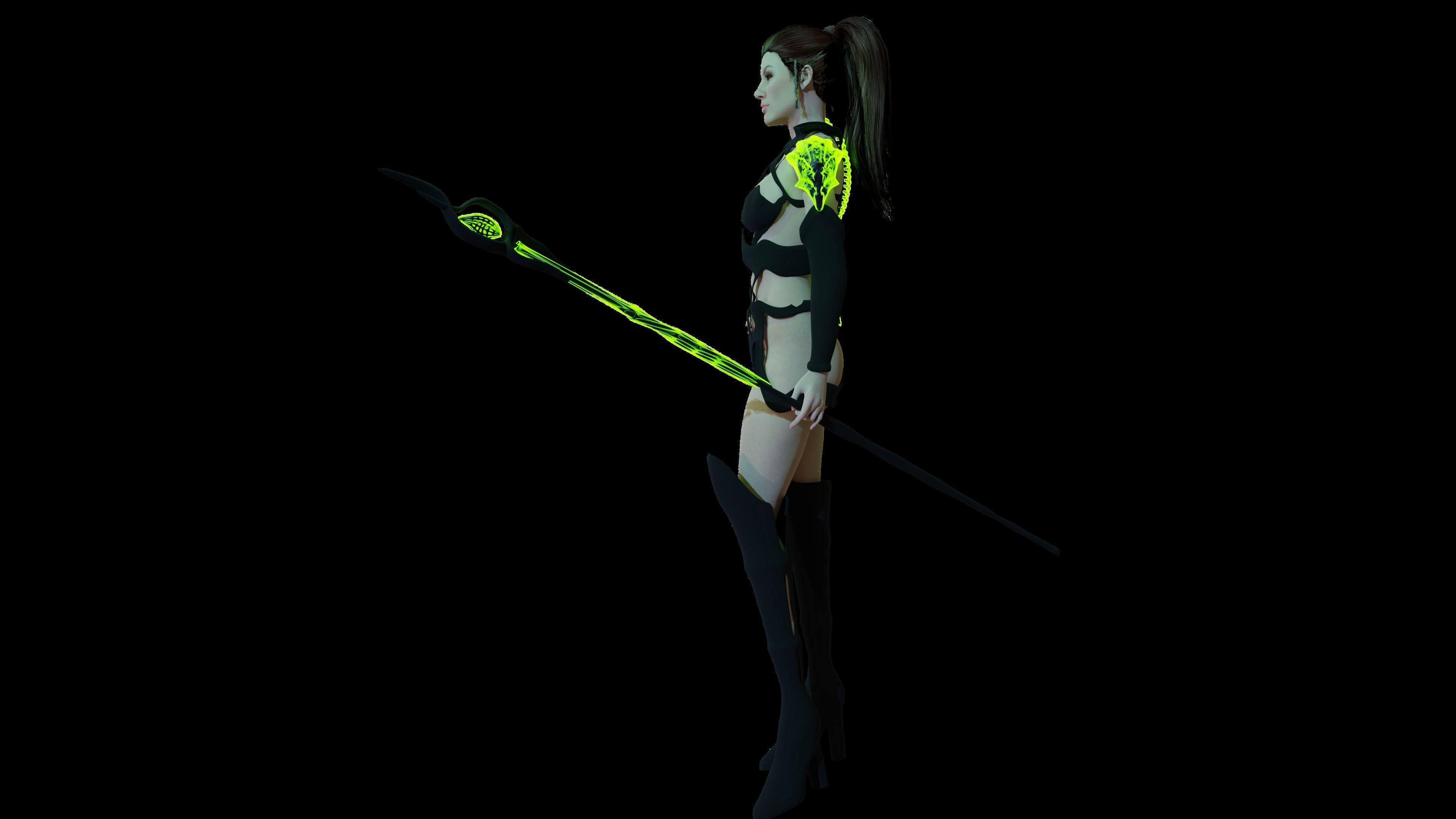 Necromancer Sorceress and Item Set Low-poly 3D model_10