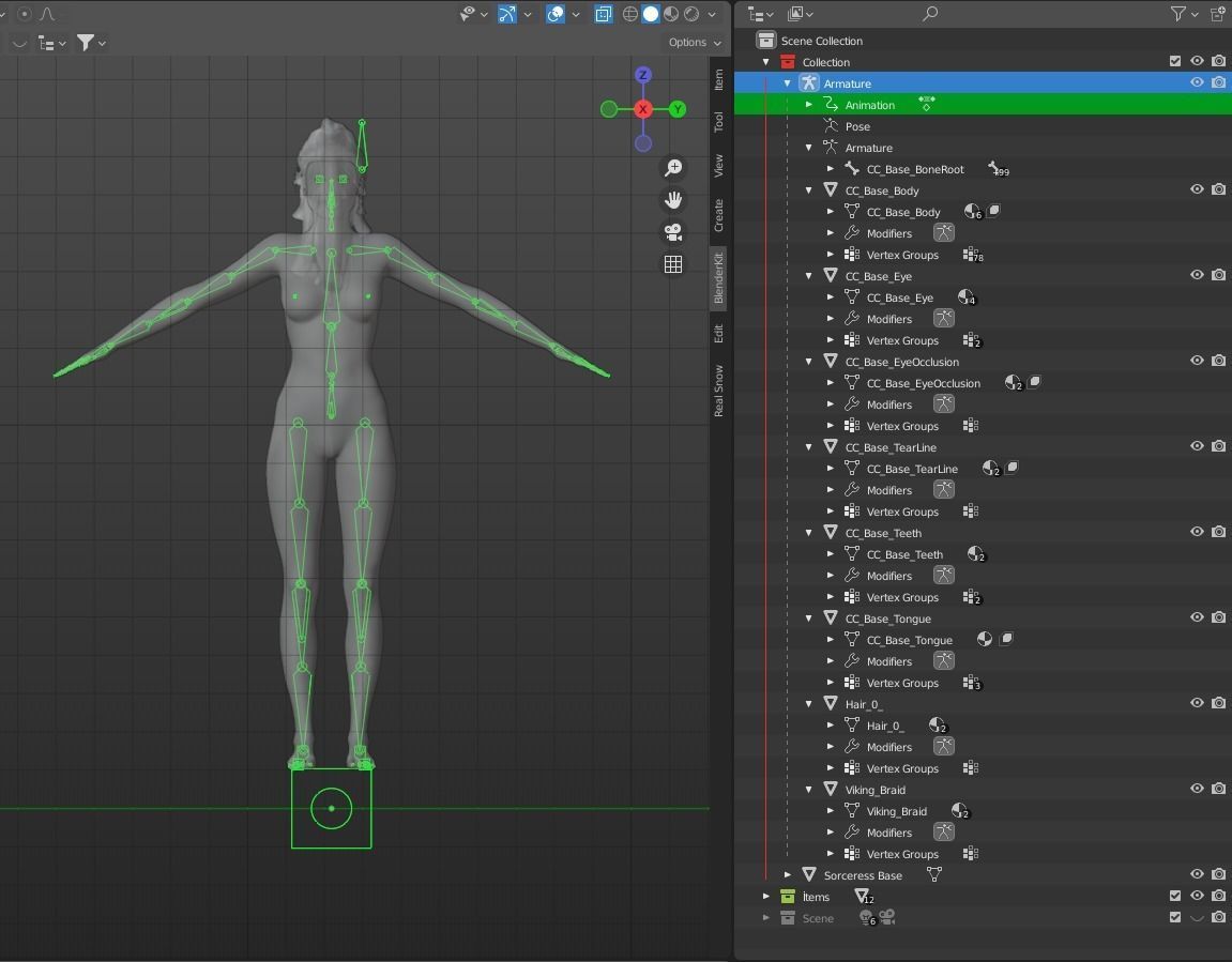 Necromancer Sorceress and Item Set Low-poly 3D model_14