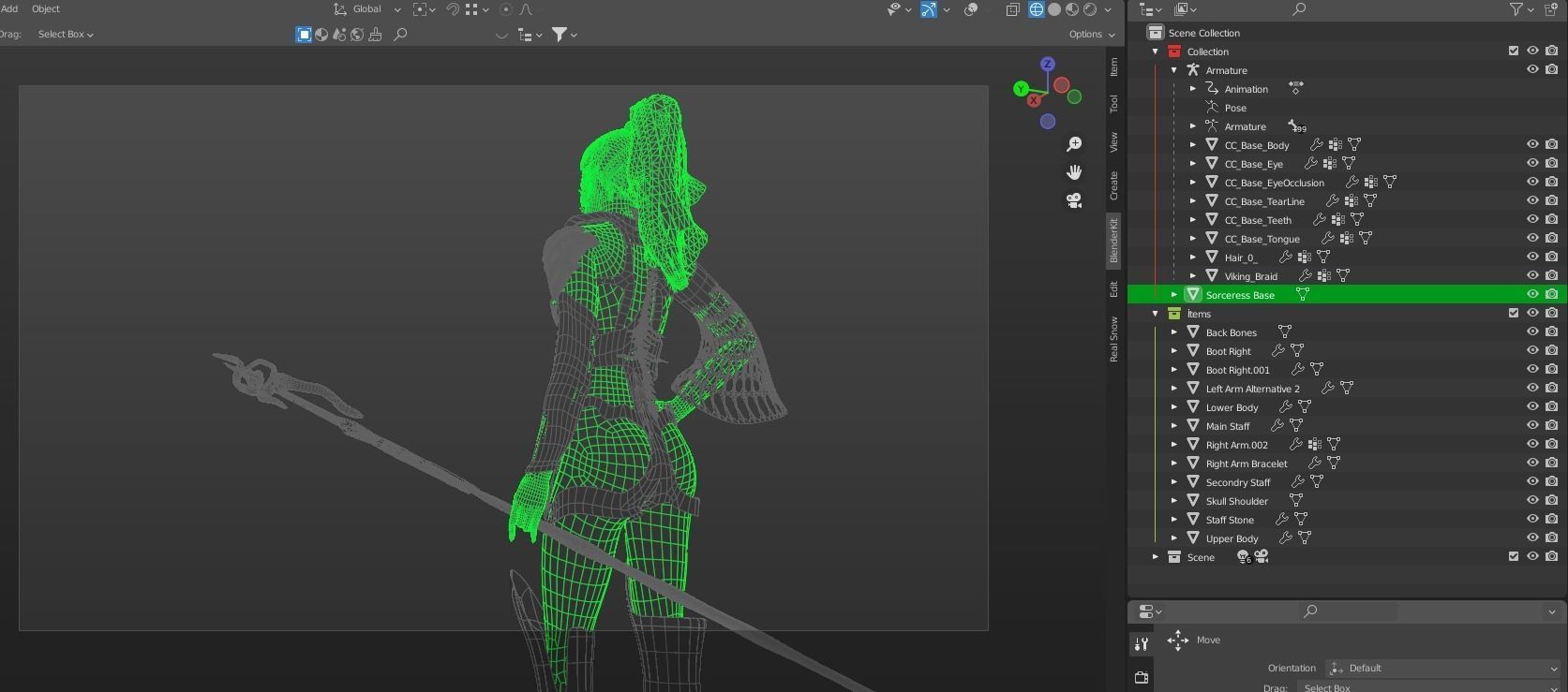 Necromancer Sorceress and Item Set Low-poly 3D model_13