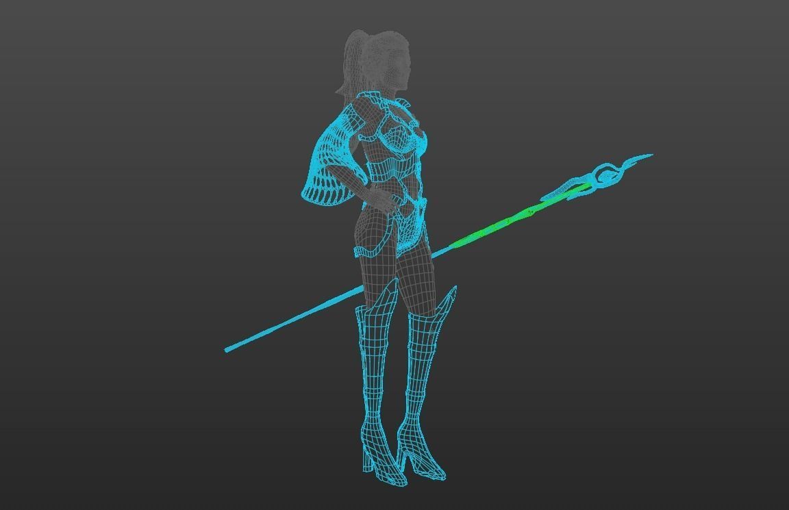 Necromancer Sorceress and Item Set Low-poly 3D model_4