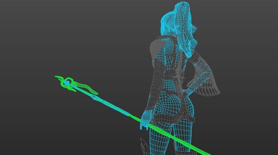 Necromancer Sorceress and Item Set Low-poly 3D model_5