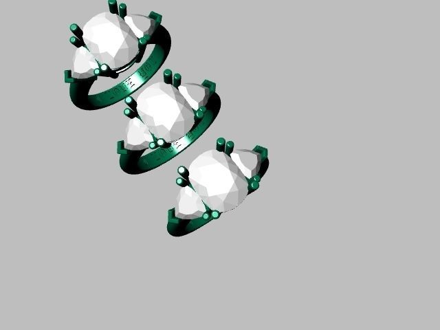 US 1 to 13 sizes TRI STONE RING STL VERIFIED 3D print model_9