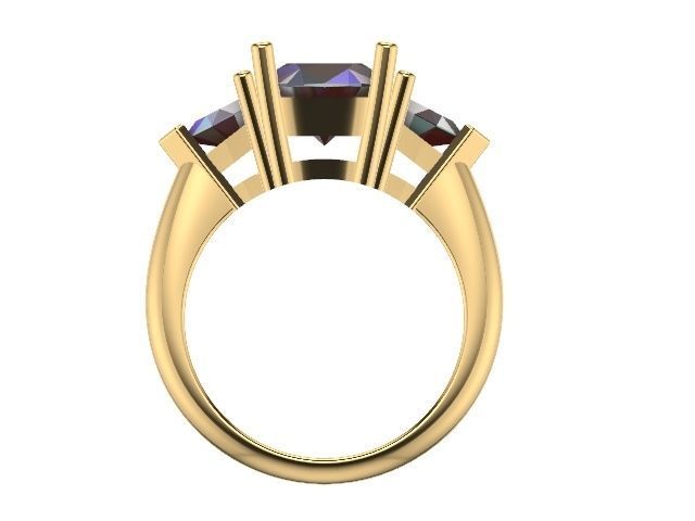 US 1 to 13 sizes TRI STONE RING STL VERIFIED 3D print model_2