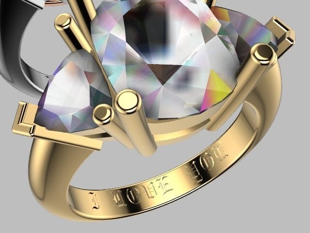 US 1 to 13 sizes TRI STONE RING STL VERIFIED 3D print model_16