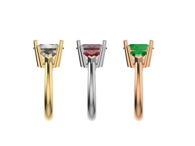 US 1 to 13 sizes TRI STONE RING STL VERIFIED 3D print model_7