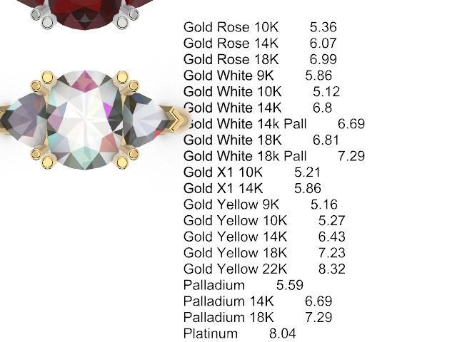 US 1 to 13 sizes TRI STONE RING STL VERIFIED 3D print model_12