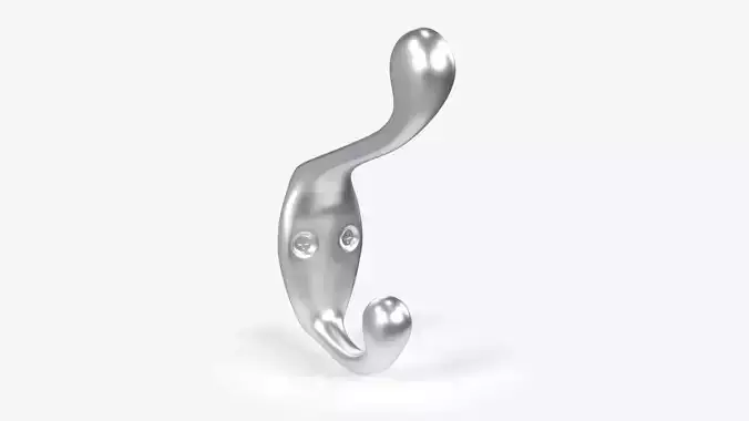 Coat Wall Hook - Silver Low-poly 3D model