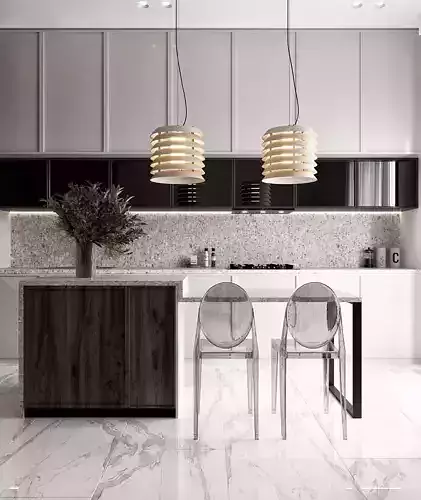 Kitchen modern with marble counter tops