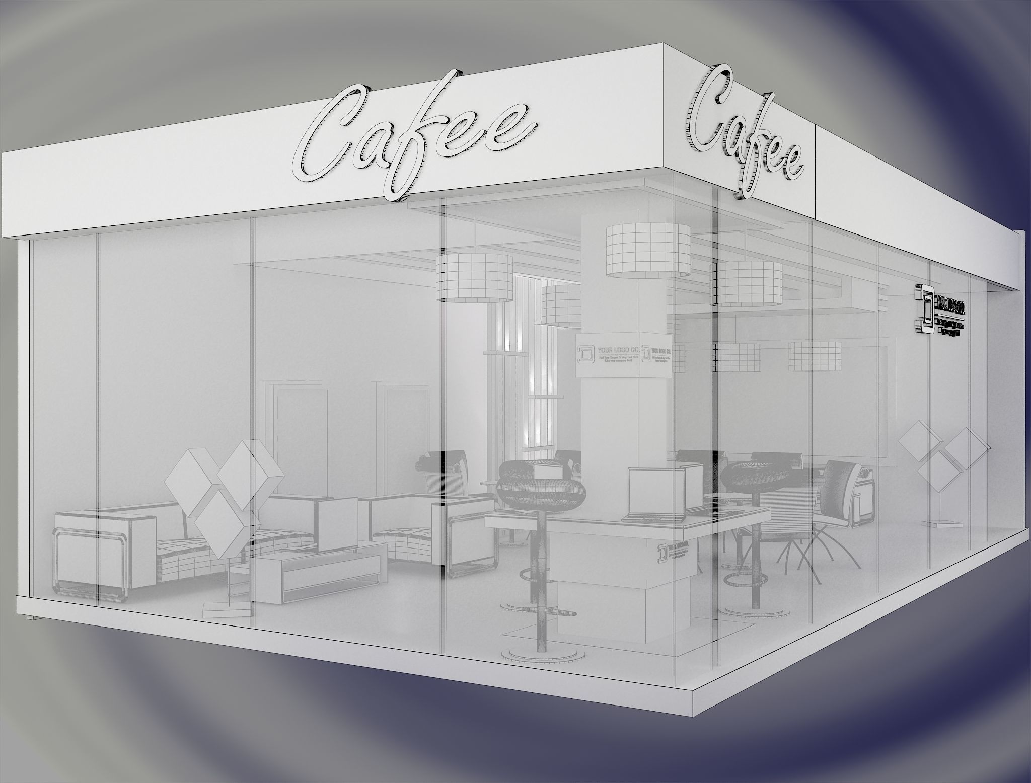  Caffe Resturant Design a562 3D model_1