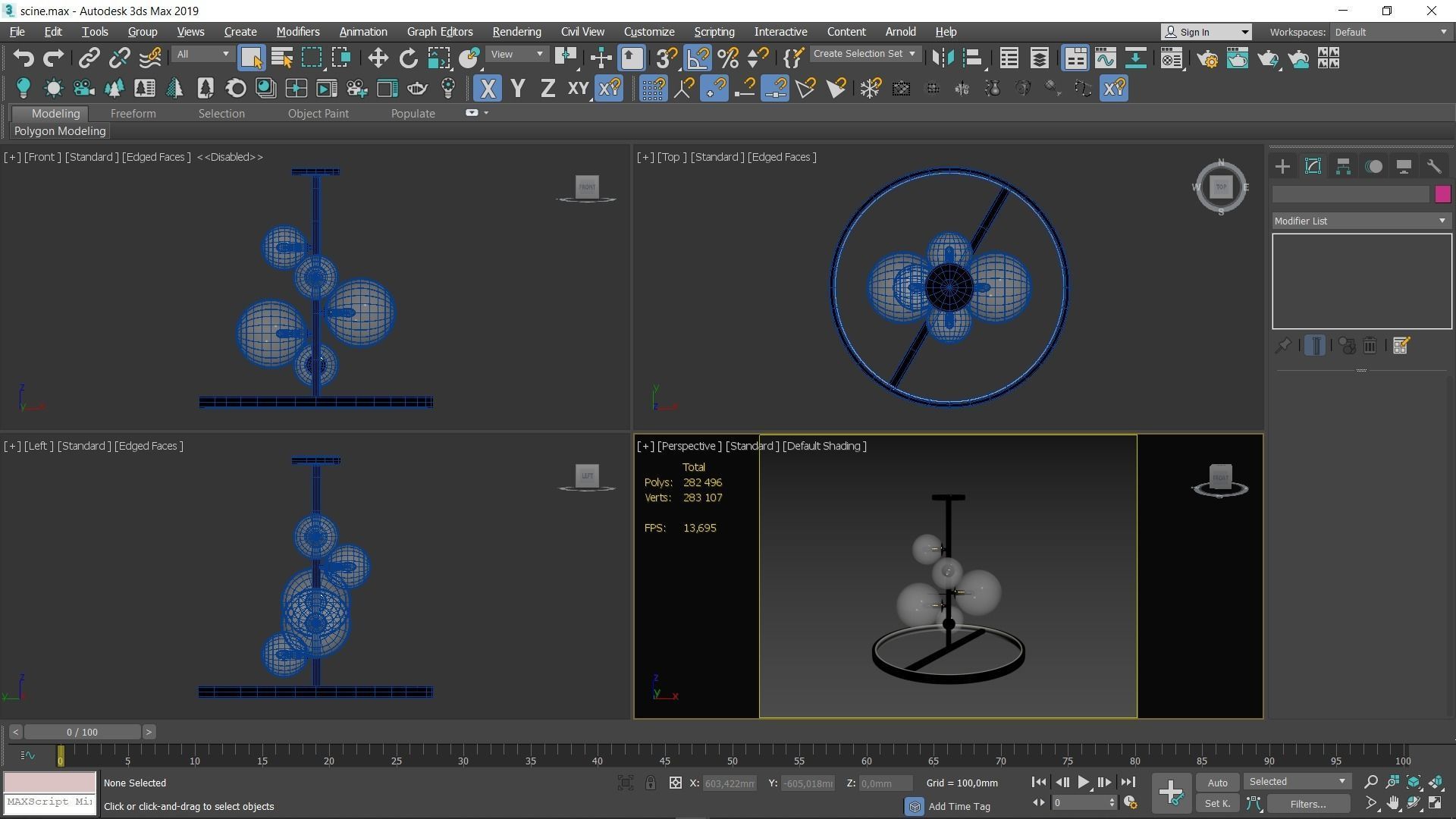 Chandelier glass spheres pendant light Low-poly 3D model_3