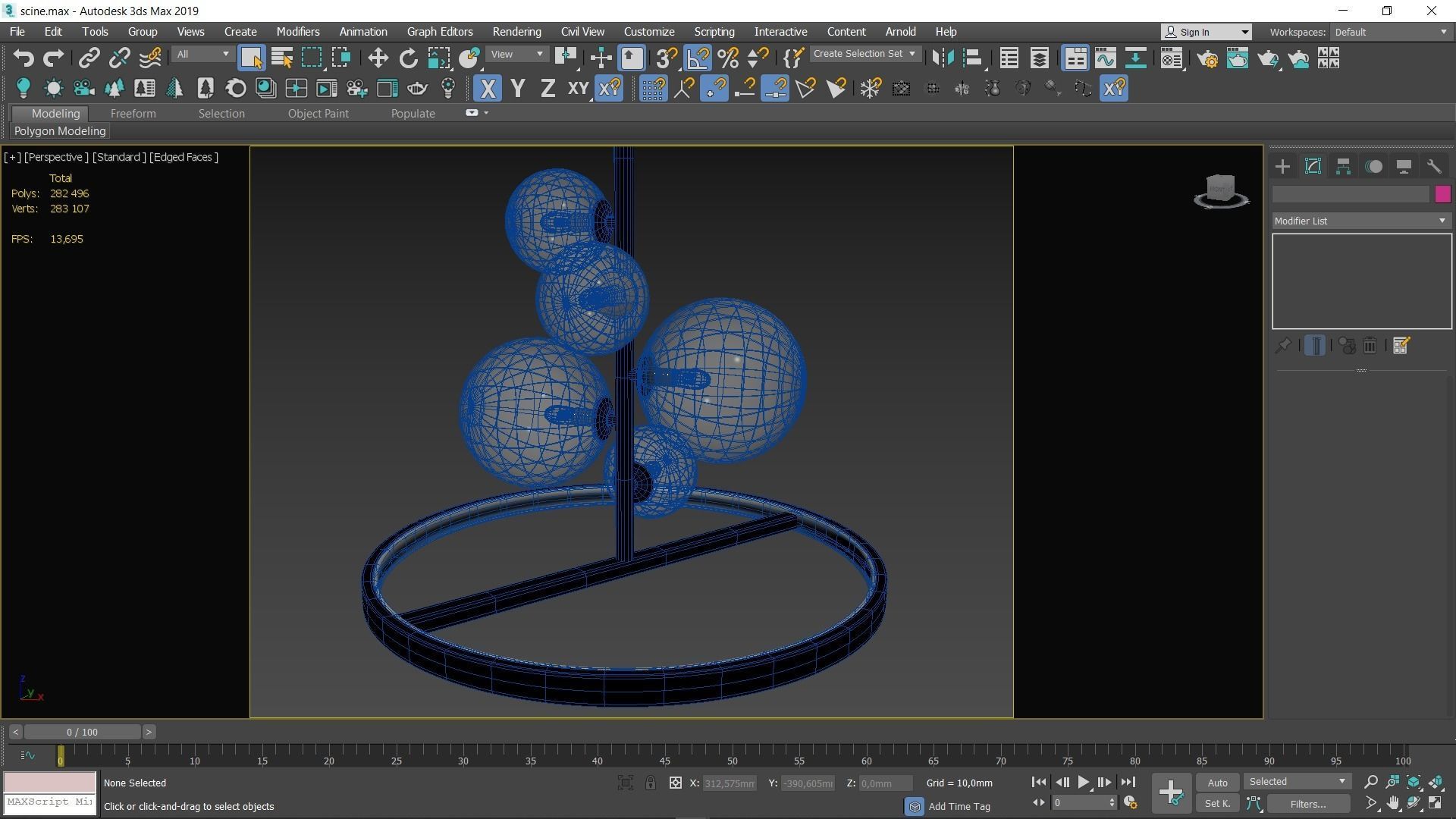 Chandelier glass spheres pendant light Low-poly 3D model_6