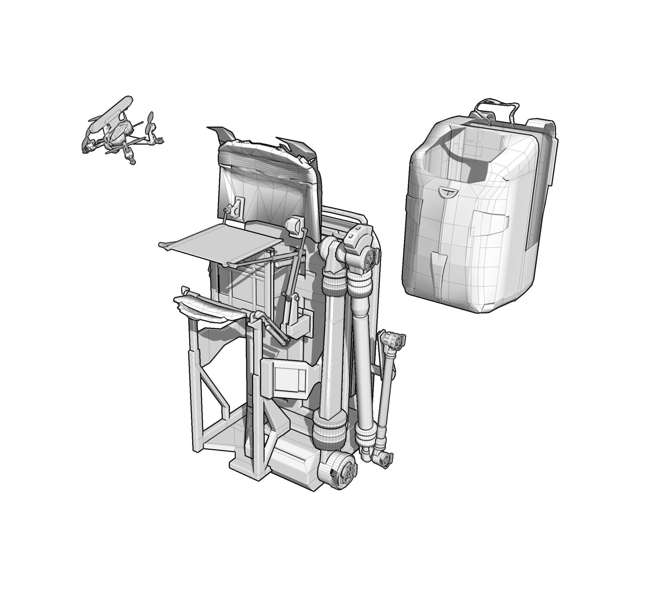 Robotic Backpack and Drone Launch Station 3D model_14