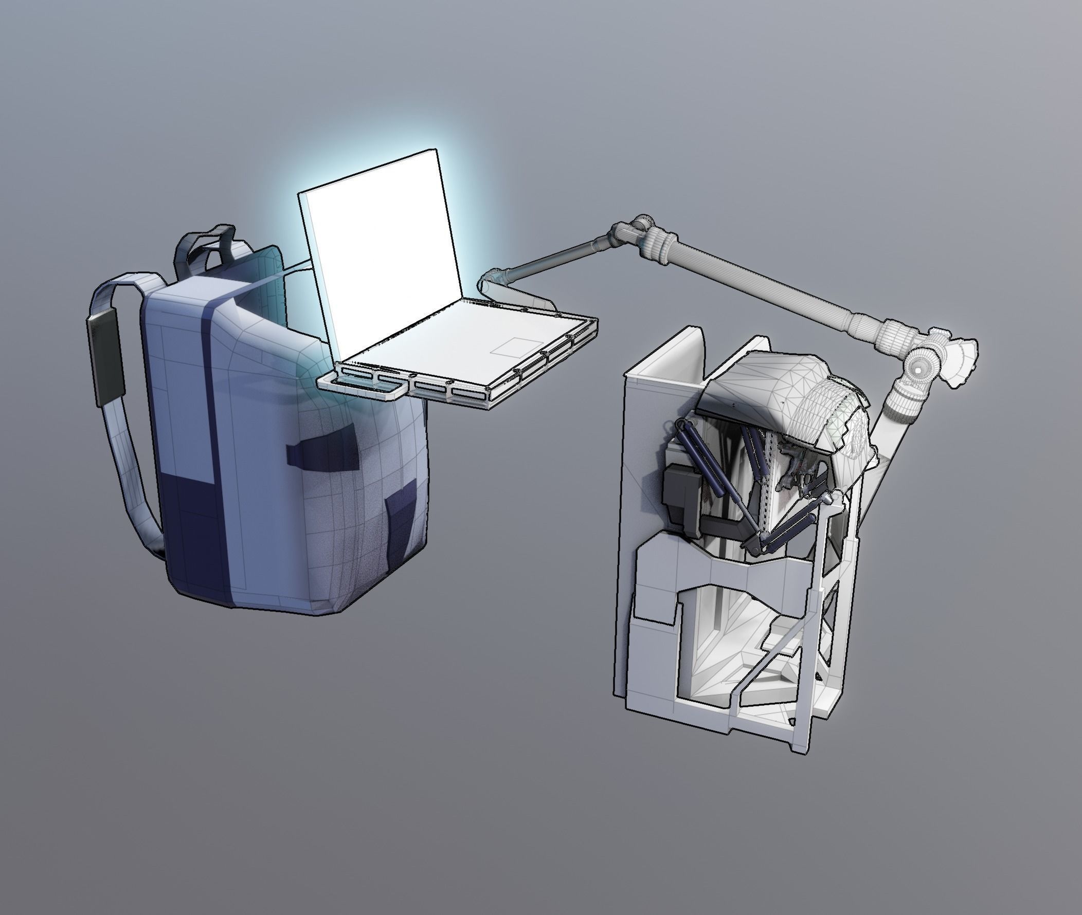 Robotic Backpack and Drone Launch Station 3D model_4