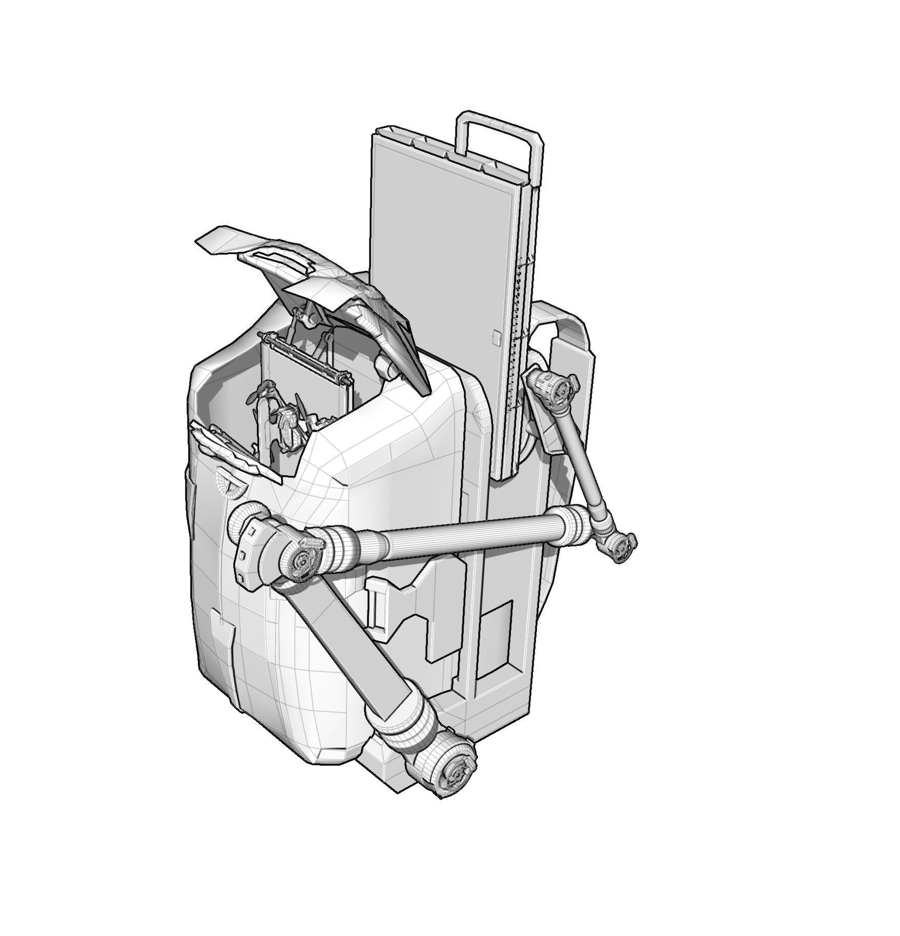 Robotic Backpack and Drone Launch Station 3D model_7